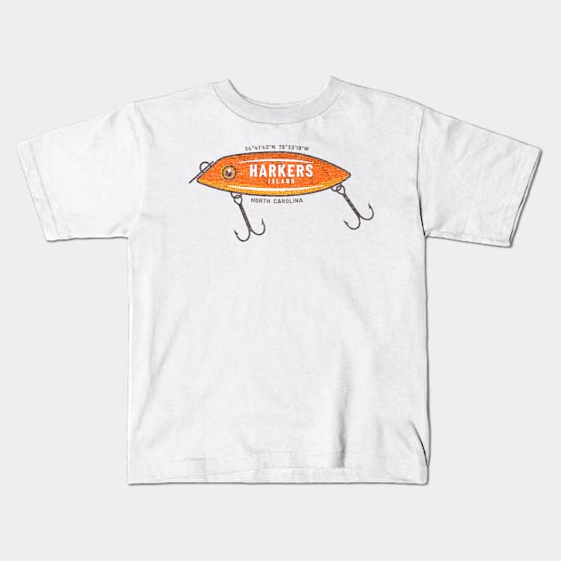 Harkers Island Summertime Vacationing Fishing Lure Kids T-Shirt by Contentarama